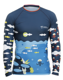 Front view of Colorful Youth Recycled Polyester Trashee Rashguard made from Ocean Waste