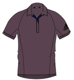 Purple Vegan Adidas Bermuda Performance polo with black adidas logo on the right arm made of 100% Recycled Polyester