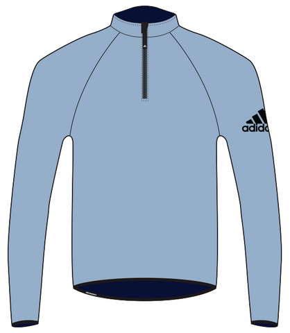 Blue adidas harbour microfleece with black adidas logo on the right arm for standup paddling, sailing 