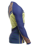 Side view of Vegan Citron Burst Trashee Rashguard made from Recycled Ocean Waste