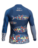 Back of the Plastique Trashee Rashguard made from Recycled Ocean Waste