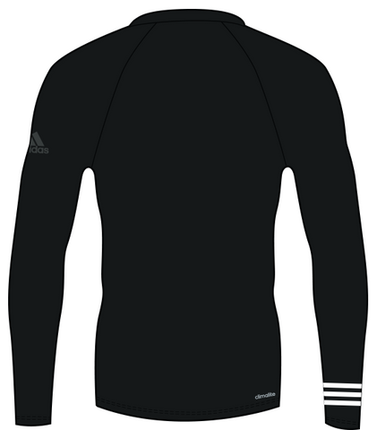 Black adidas 100% recycled polyester harbour shirt with white lining on the right arm