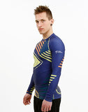 Fit Man wearing Citron Burst Trashee Rashguard made from Recycled Ocean Waste