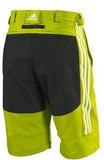 Back of Lab Lime Adidas Sailing crew shorts with white lining on the right leg and white adidas logo on the top